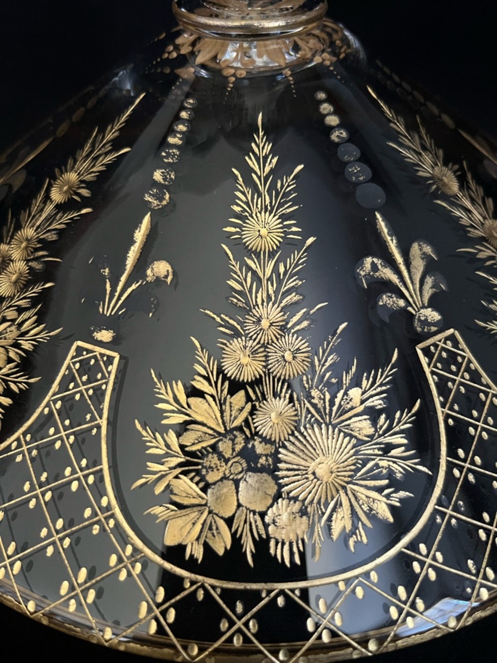 Antique Early 1900 Bohemian Glass, Tazza/Compote Dish, Moser-style, Gold Gilding - Picture 6 of 15